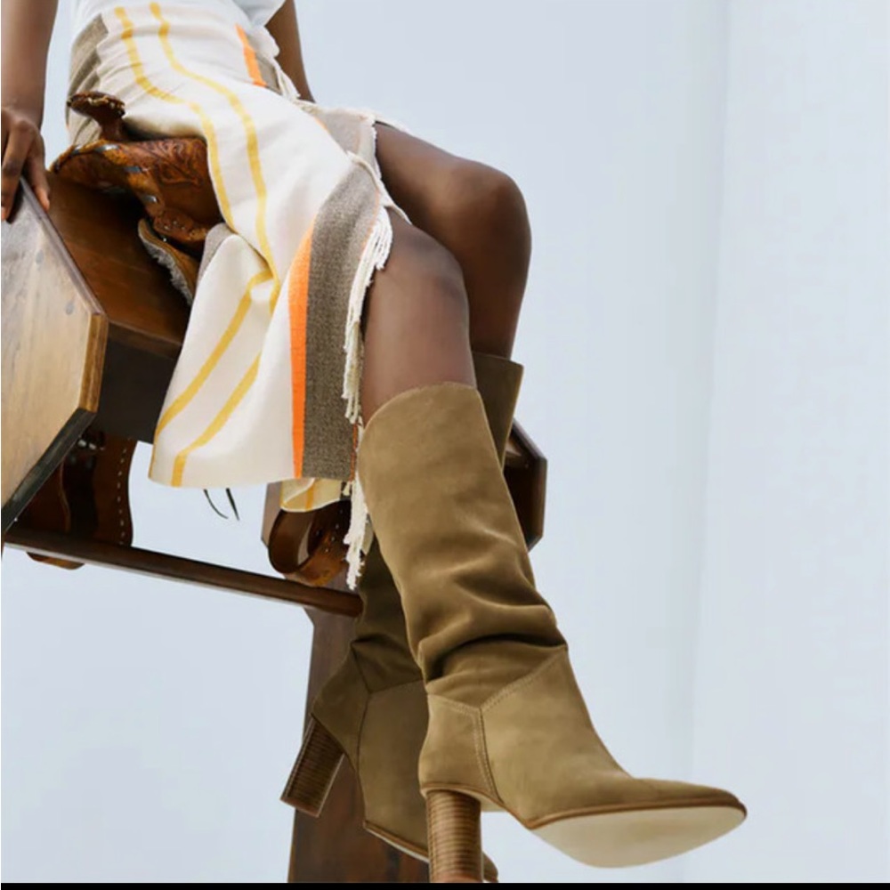 NWOT tall tan Zara suede heeled boots size 40 (9)